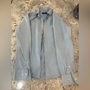 1901 Men's Light Blue Micro-Plaid Button-Down Shirt